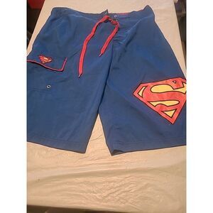 DC Comics **SUPERMAN** Men's Small Royal‎ Blue Board Shorts Swim Trunks